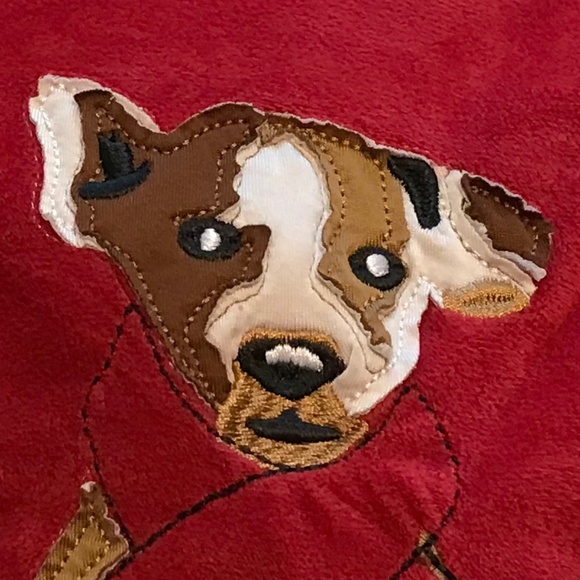 Lightweight soft red sweatshirt / top with cute puppy design by ED (XL) - Picture 14 of 15